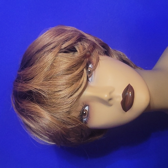 Cute synthetic bob copper with dark roots & bangs - Picture 1 of 6